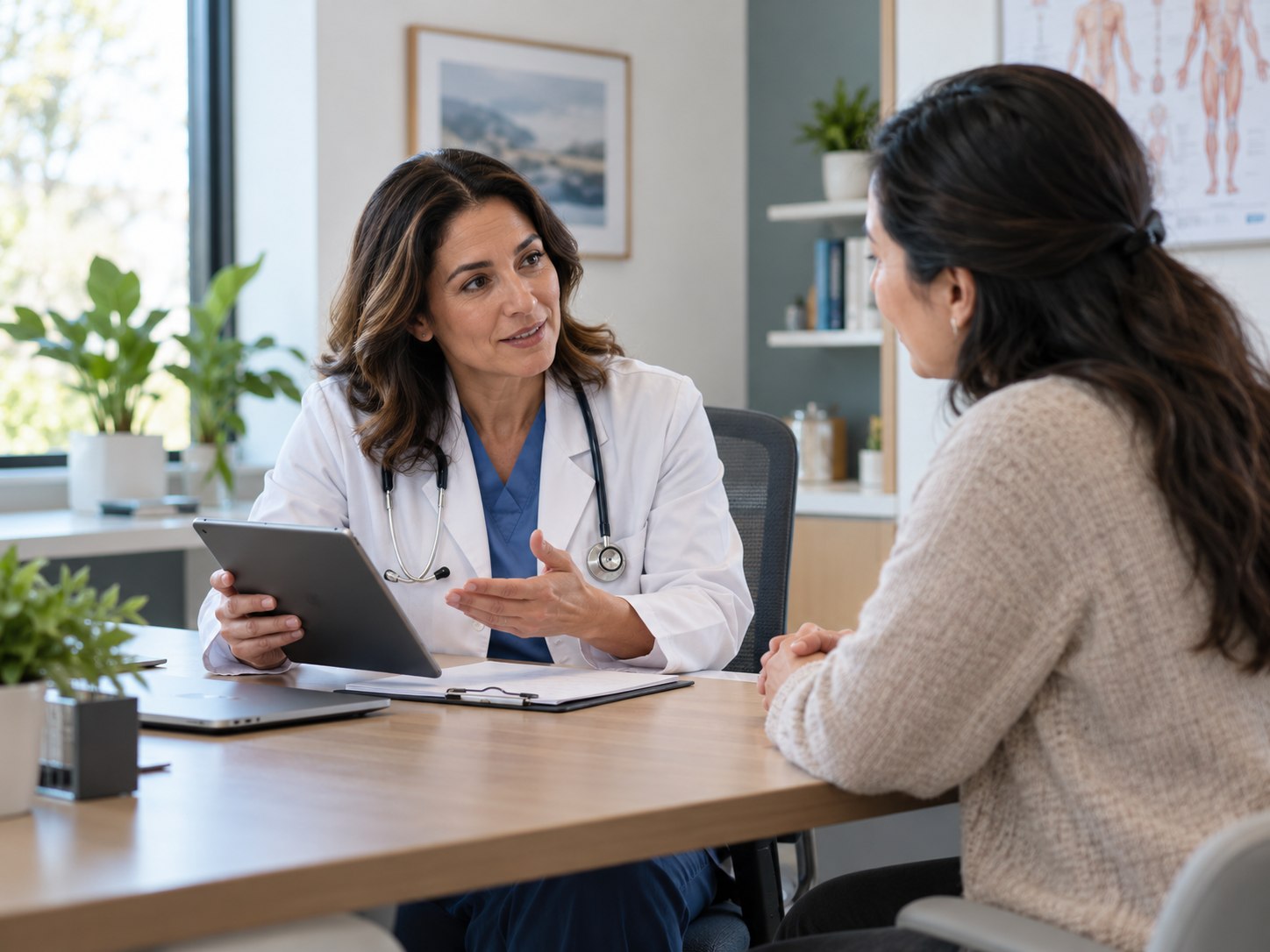 Doctor and patient discussing practice coordination